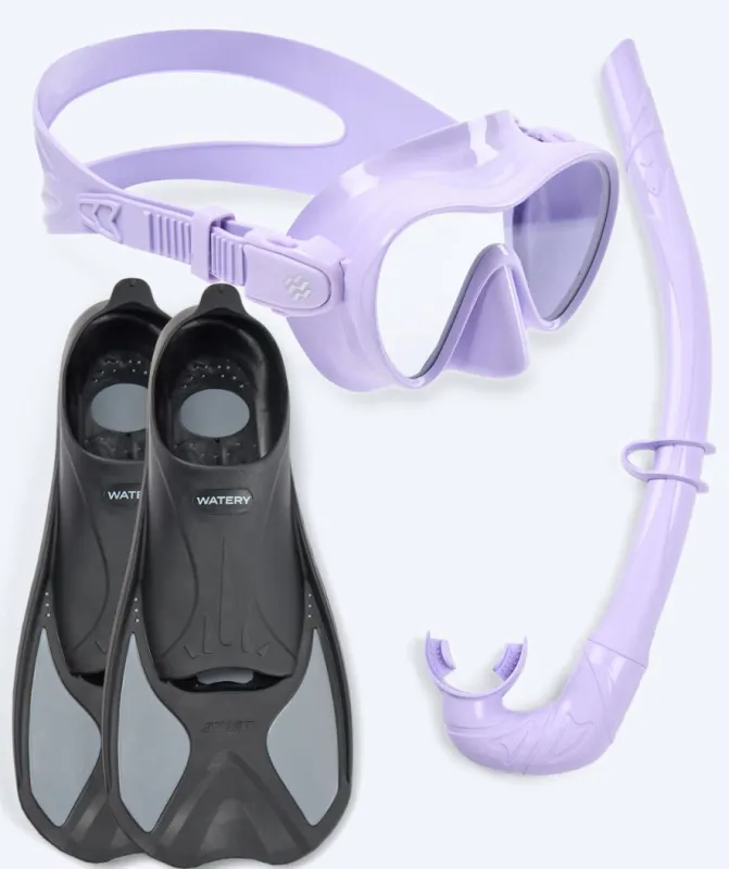 Watery snorkelsæt til børn - Pike/Cliff - Lilla - Snorkelsæt til børn (4-16 år)