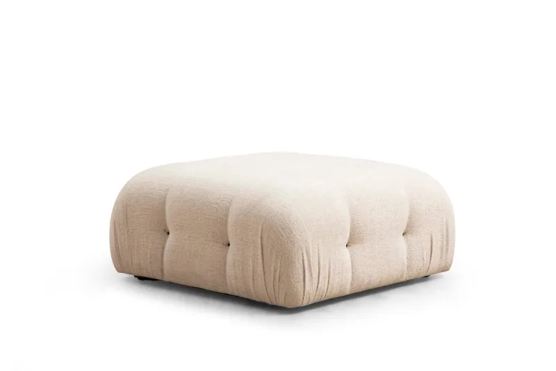 NORDVÄRK Bubble puf, kvadratisk - creme bouclette polyester og mat sort plast (95x95)