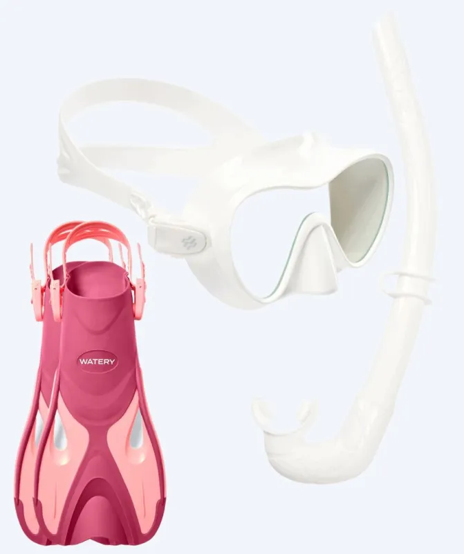 Watery snorkelsæt til voksne - Fisher/Cliff - Pink/hvid - Snorkelsæt til voksne (+16 år)