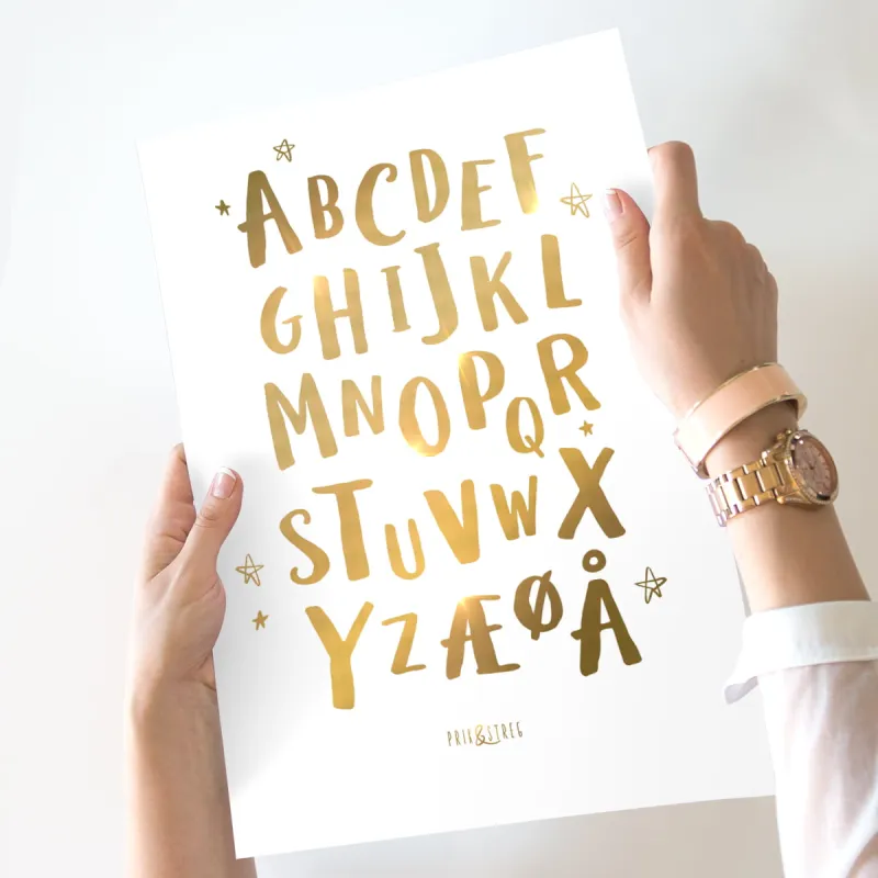 Alfabet Plakat | Guld Folie