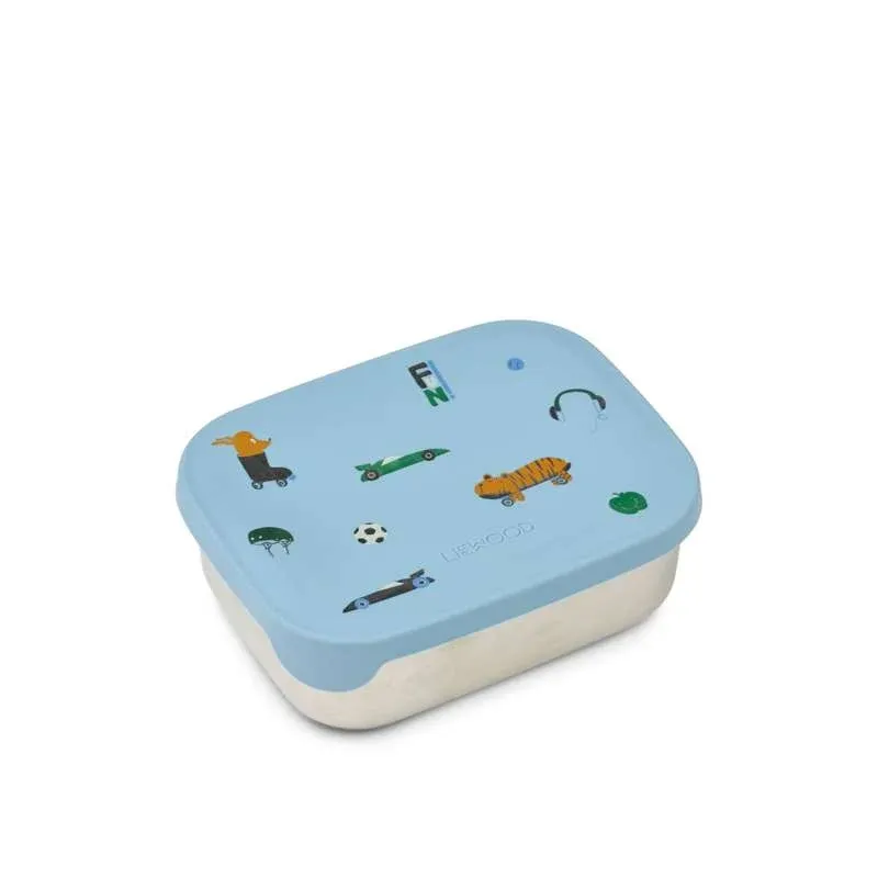 Liewood Arthur Ruminddelt Madkasse - Stål/Silikone - Fun/Beach Blue