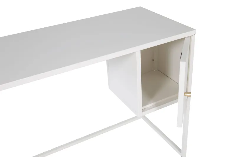 Venture Home - Bakal  -  skrivebord i hvidlakeret stål med skab  -  95×45×75cm