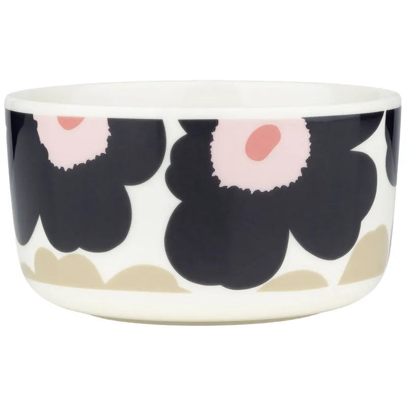 Marimekko Unikko skål 5 dl, hvid/kolgrå/sand