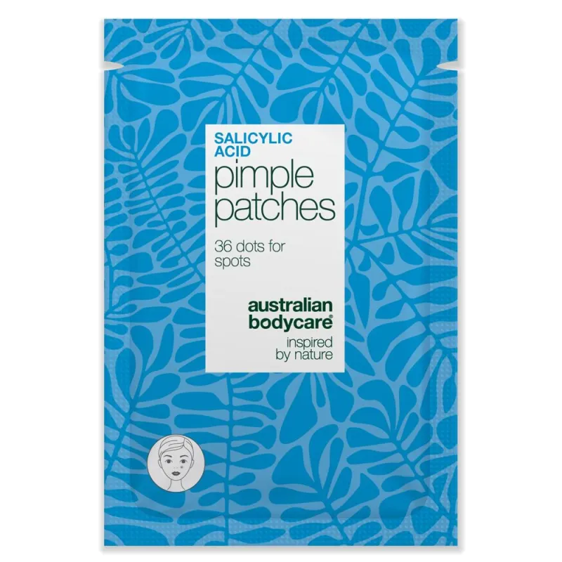 Salicylsyre Pimple Patches mod bumser og fedtet hud â Salicylsyre Pimple Patches mod bumser og hudorme. Med salicylsyre, grøn te og hyaluronsyre for rolig og ren hud.