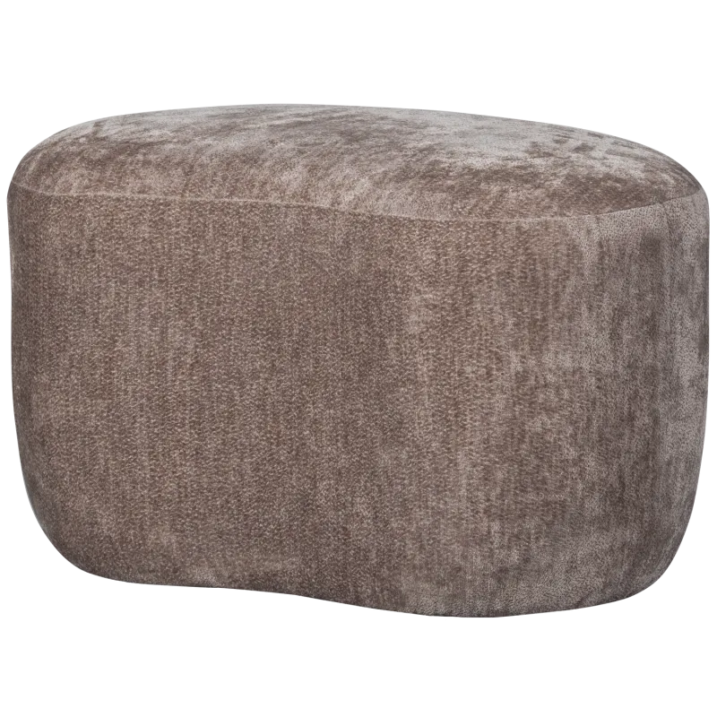 WOOOD Popular puf, bønneformet - taupe chenille stof (73x51)