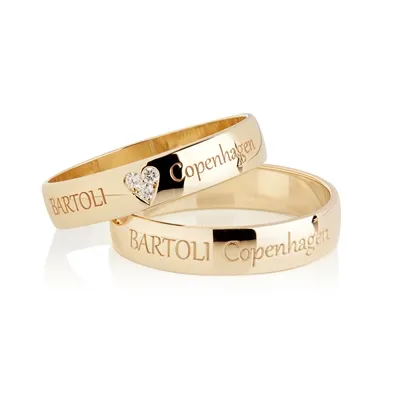 BARTOLI Classic vielsesringe i 8 kt. Guld med Diamanthjerte 0,03 ct. - 4 mm