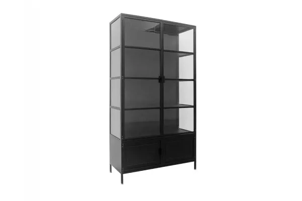 Skærbæk Vitrineskab i Metal - 110x40x190 cm - Sort