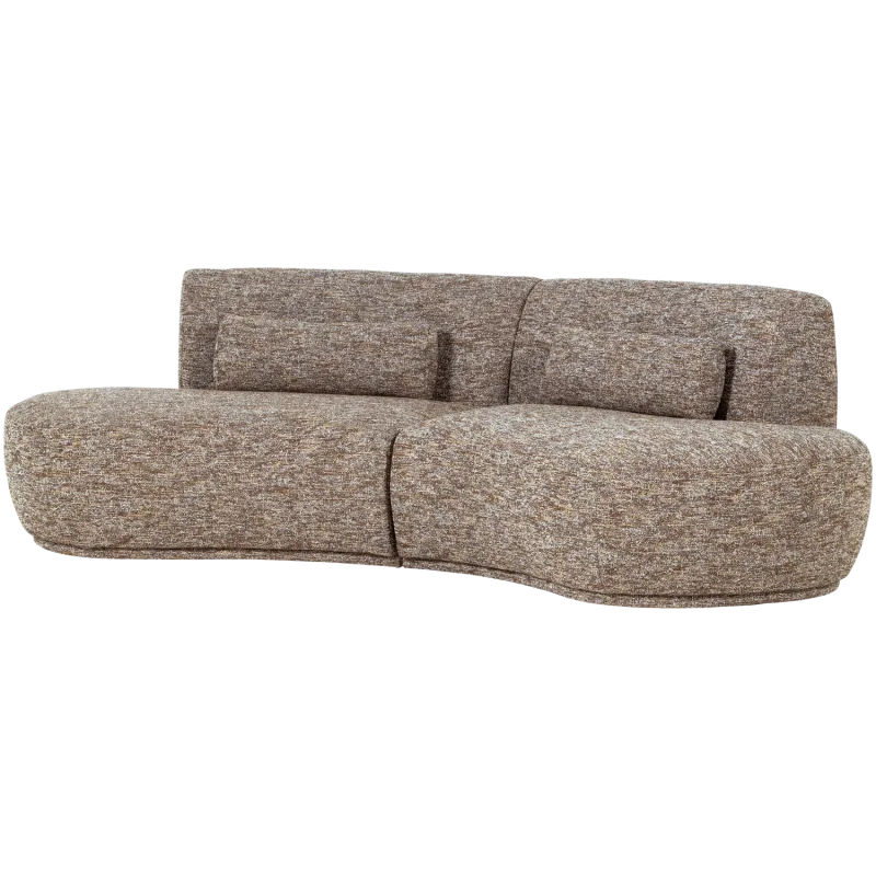 WOOOD Batavier 4 pers. sofa, halvrund - lysebrun melange stof