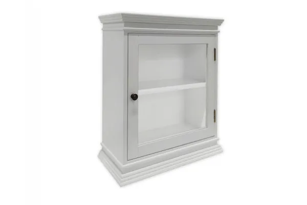 Langeland Væghængt Vitrineskab - 60x50x22,5 cm Lysgrå/Hvid