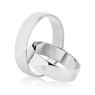 BARTOLI Classic vielsesringe i 14 kt. Hvidguld med Diamant 0,01 ct. - 5 mm