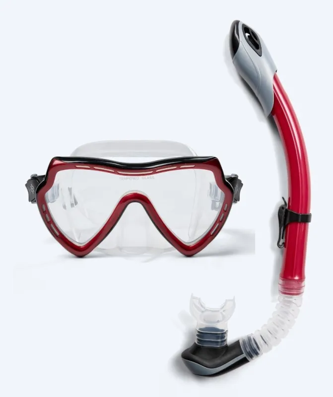 Watery Combo snorkelsæt til voksne (fra 15 år) - Nebula - Sort/rød - Snorkelsæt til voksne (+16 år)