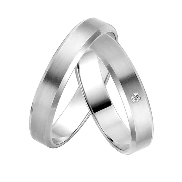 Vielsesringe i Hvidguld med Diamant 0,01 ct - 4 mm