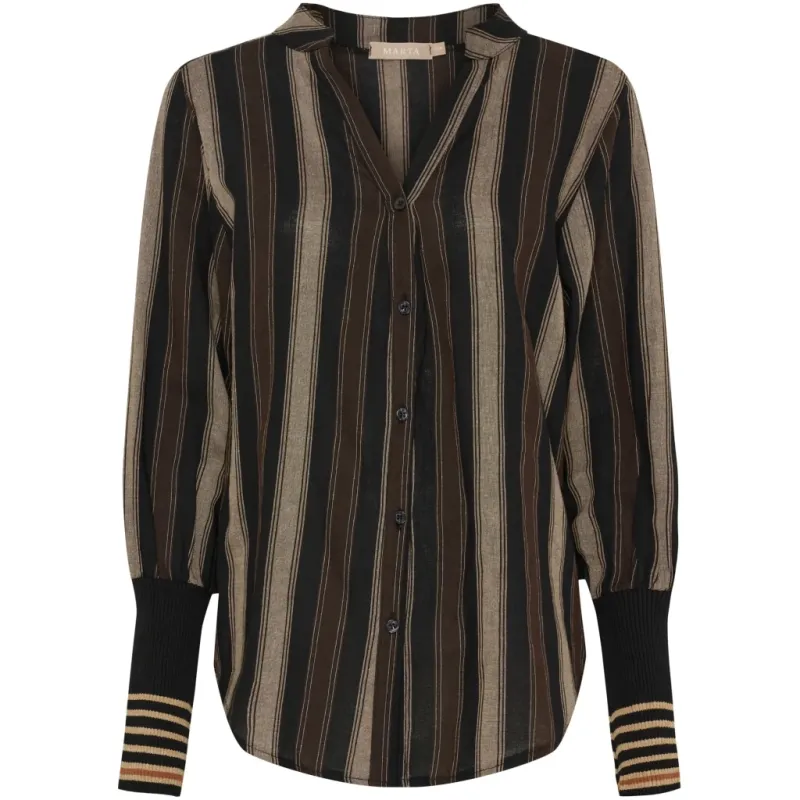 Marta du Chateau dame skjorte MdcPeyton 25161 - Black/Camello2