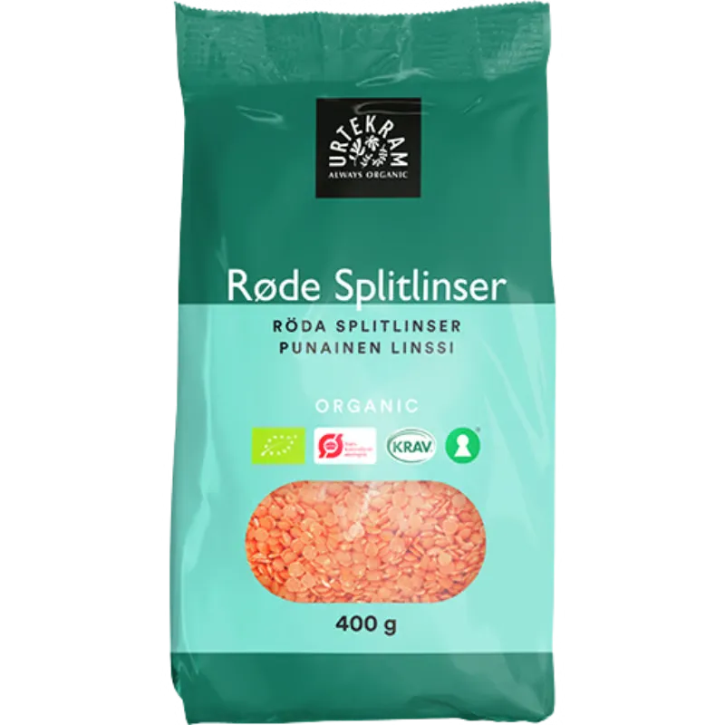 Urtekram Røde Splitlinser Ø (400 gr)