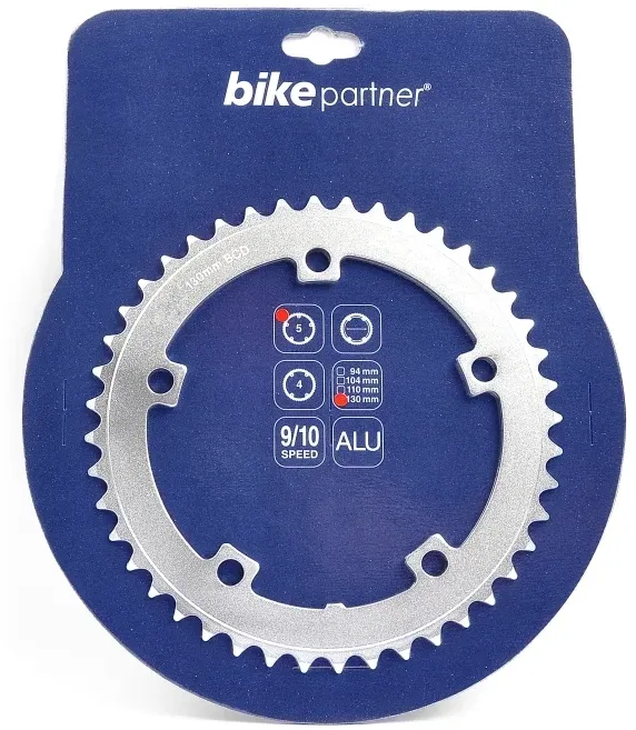 BikePartner / Driveline Klinge 42T Aluminium Sølv 130 BCD 5-huls 9/10 speed
