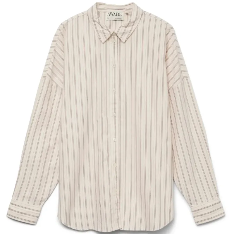VERO MODA DAME SKJORTE AWPARIS - Birch Stripes Zinfandel