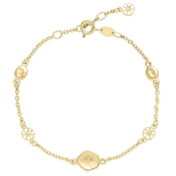 Lund Marguerit Armbånd i Forgyldt Sølv og organisk design - 17 til 19 cm