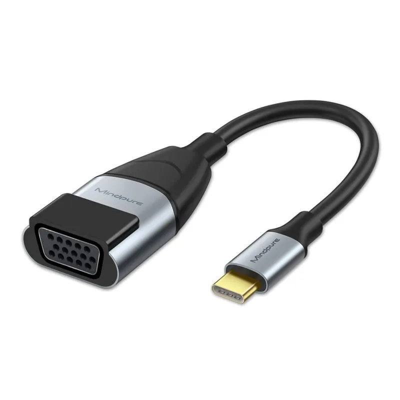 USB-C til VGA Adapter. Nem spejling af skærmbilleder fra din telefon eller tablet. Full HD. Space Grey