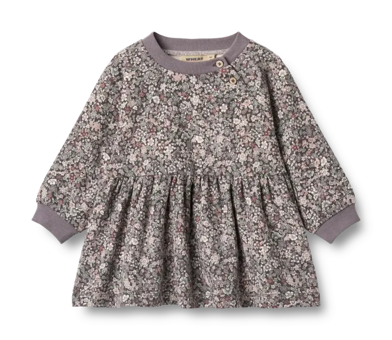 Dorthea Jersey Kjole - Purple stone flowers - 9 MDR.