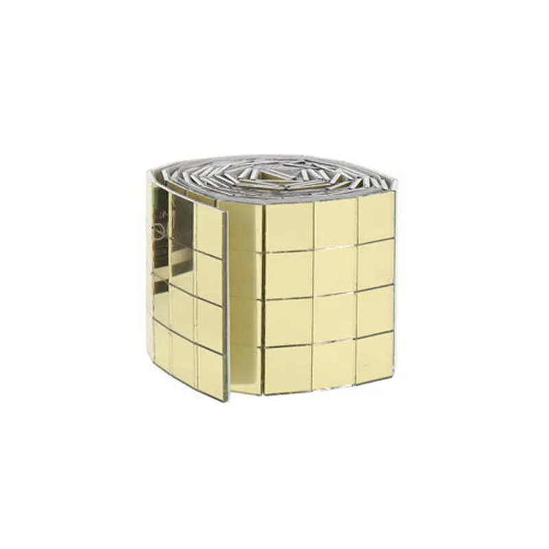 DIY Spejlmosaik i Ægte Glas  -  1x1 cm Selvklæbende Mosaikfliser  -  4x100 cm (400 fliser)  -  Gold