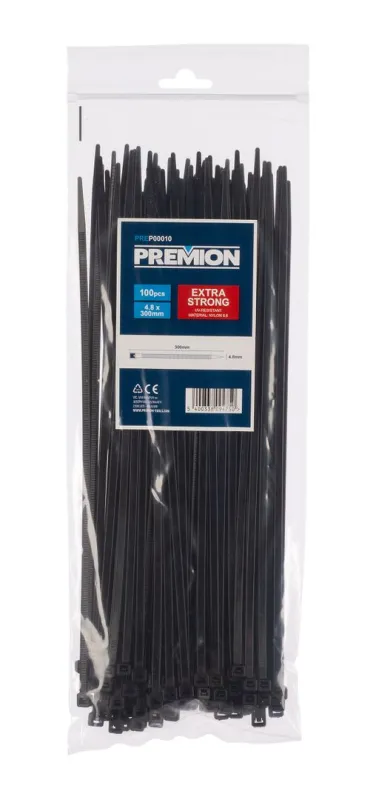 CABLE TIES BLACK 4,8X300MM 100PCS