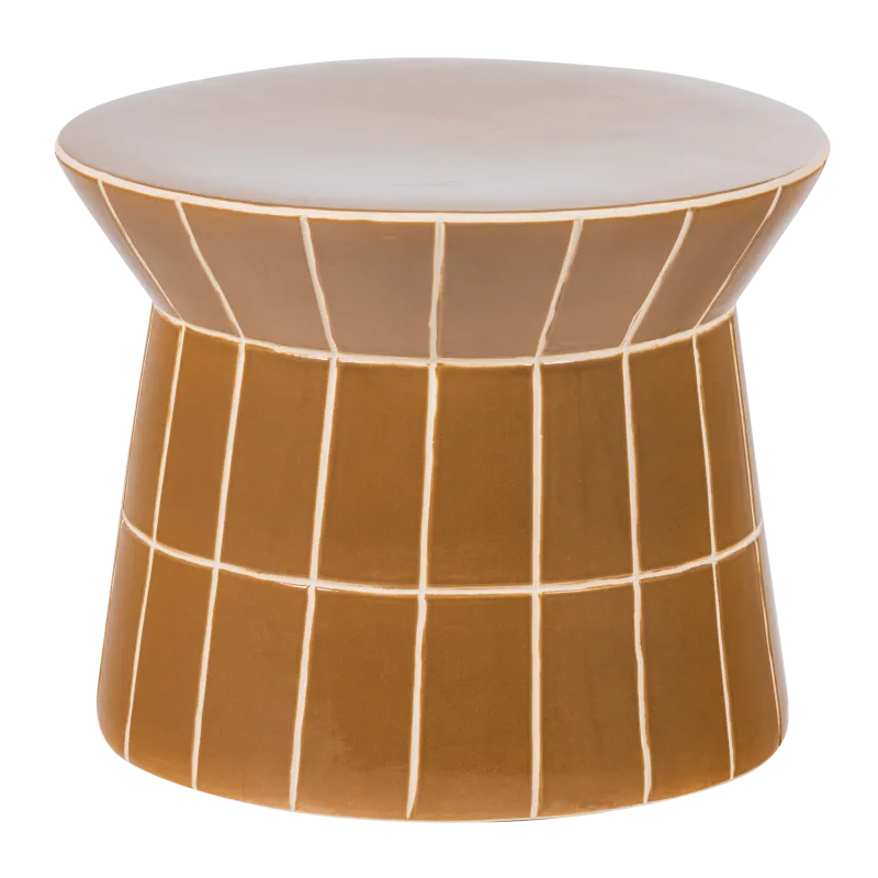 WOOOD Plus sidebord, rund - honninggul keramik (Ø38x30)