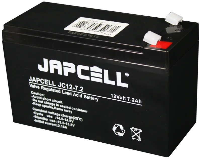 Japcell blybatteri JC12-7.2 AGM, 12V/7,2Ah