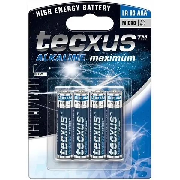 Tecxus Alkaline type AAA Standardbatterier. 4 stk.