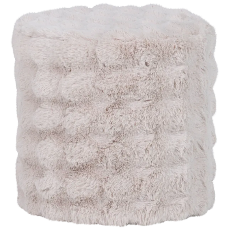WOOOD Olven puf, høj, rund - natur fluffy polyester stof (Ø46)