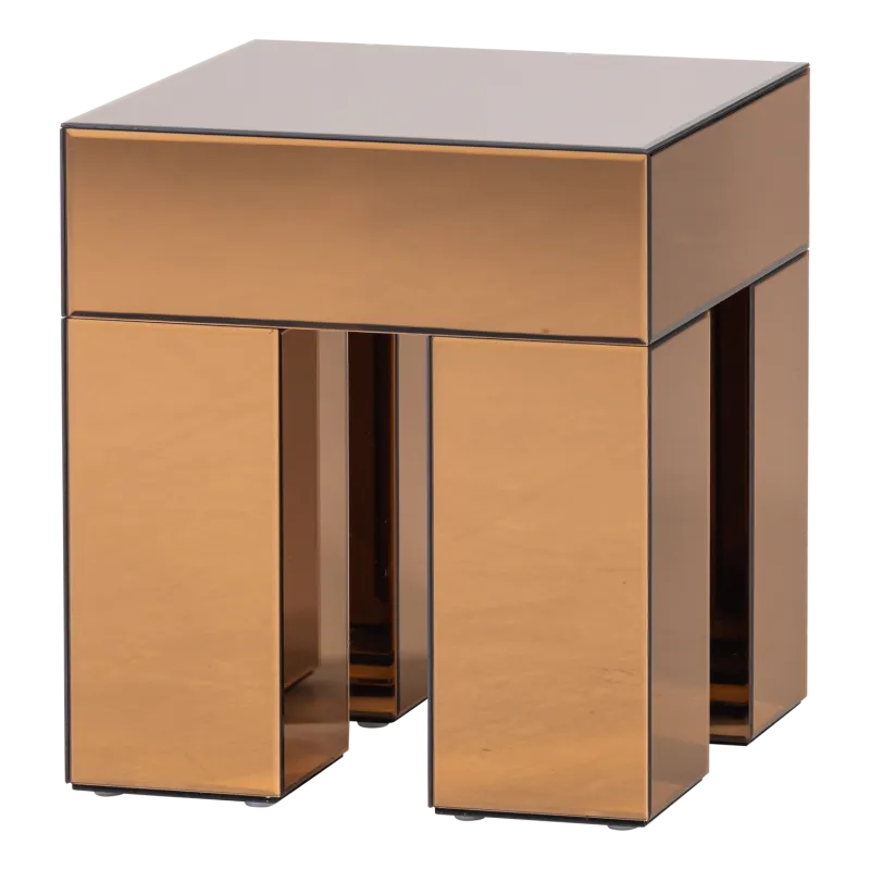 WOOOD Mirrox sidebord, kvadratisk - brun spejlglas (45x45)