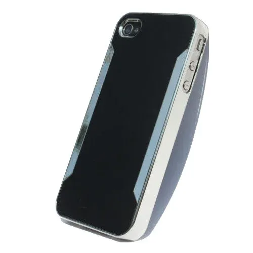 Plastik cover til iPhone 4 / 4S i metal-look. Sort.
