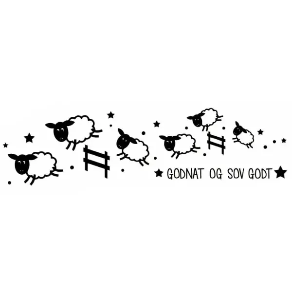 Tælle får wallsticker. Godnat og sov godt. 35x130cm