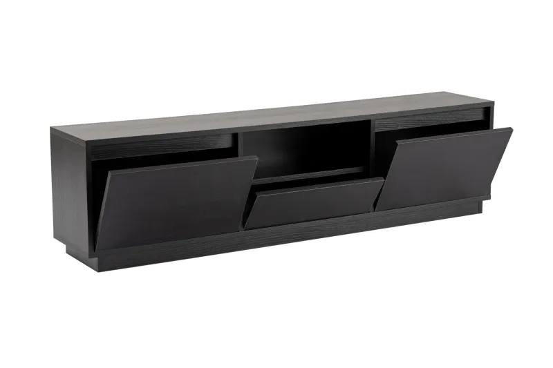NORDVÄRK Vanguard TV-bord, m. 3 låger og 1 rum - sort træ melamin (160x29,5)