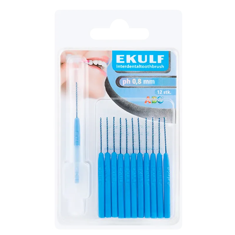 Ekulf PH Mellemrumsbørste 0,8 mm Blå (12 stk)