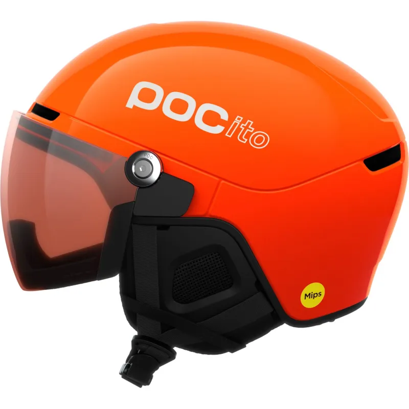 POCito Obex Visor, skihjelm med visir, junior, florescent orange