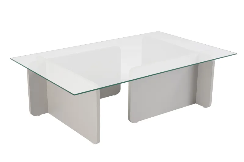 NORDVÄRK Flavio sofabord, rektangulær - glas og grå melamin (105x65)