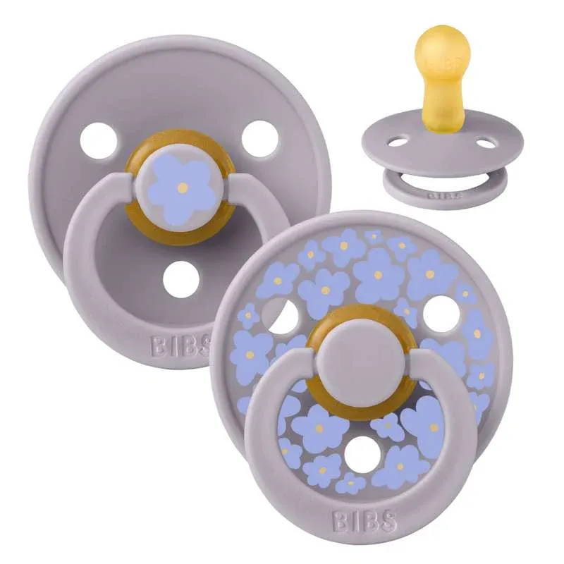 BIBS Rund Colour Sut - 2-Pak - Str. 2 - Naturgummi - Jasmine Studio - Fossil Grey/Fossil Grey