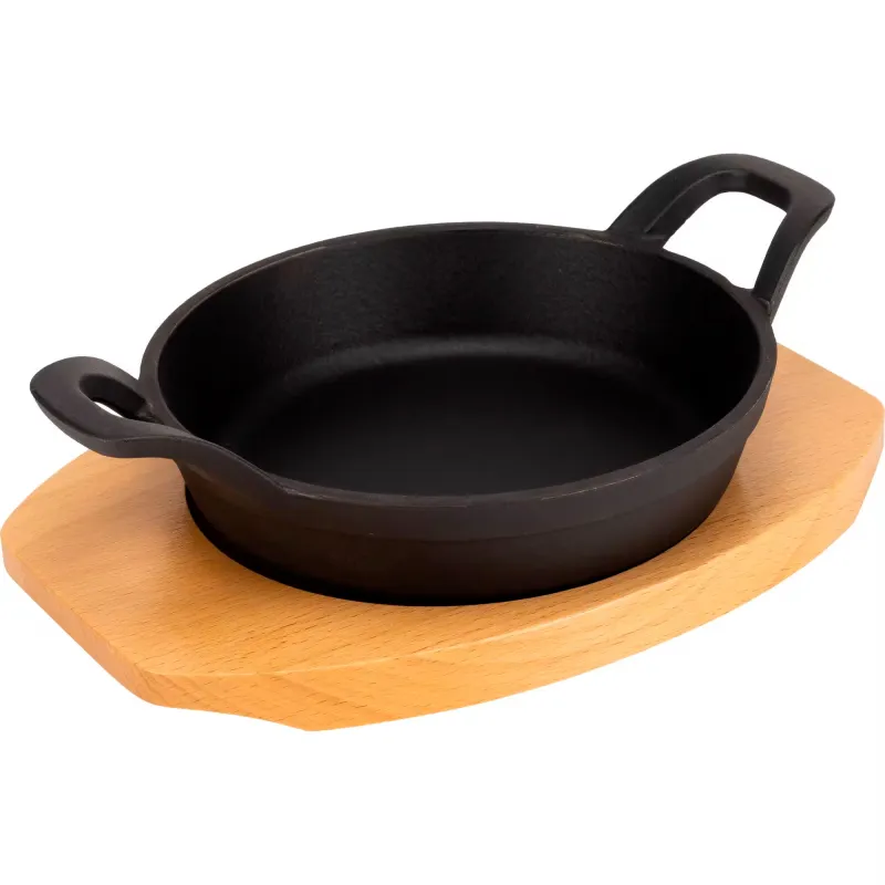 Mareld  Serveringspanna i gjutjärn 16 cm, underlägg i trä