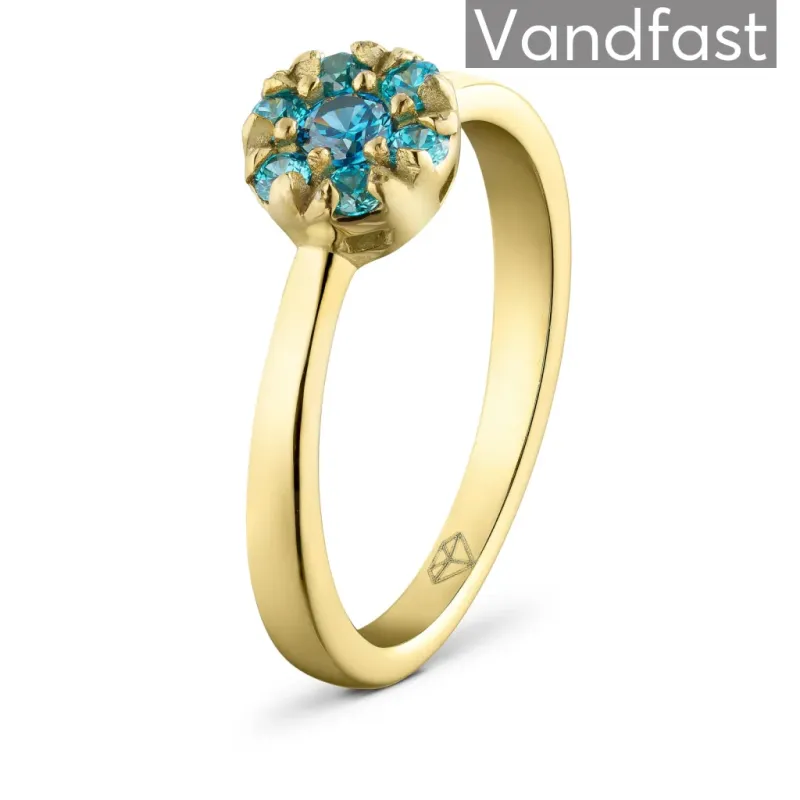 ANNEBRAUNER Flower Blue Ring 18K Guldbelagt