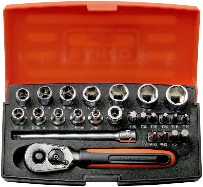 Topnøglesæt mm 1/4" firk. SL25