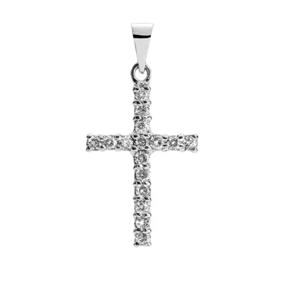 Diamant Kors 14 kt. Hvidguld 0,25 ct - 11 x 16 mm