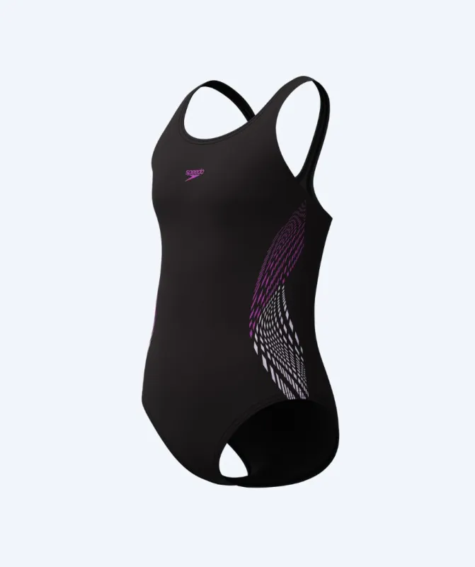 Speedo badedragt til piger - Placement Muscleback - Sort/pink