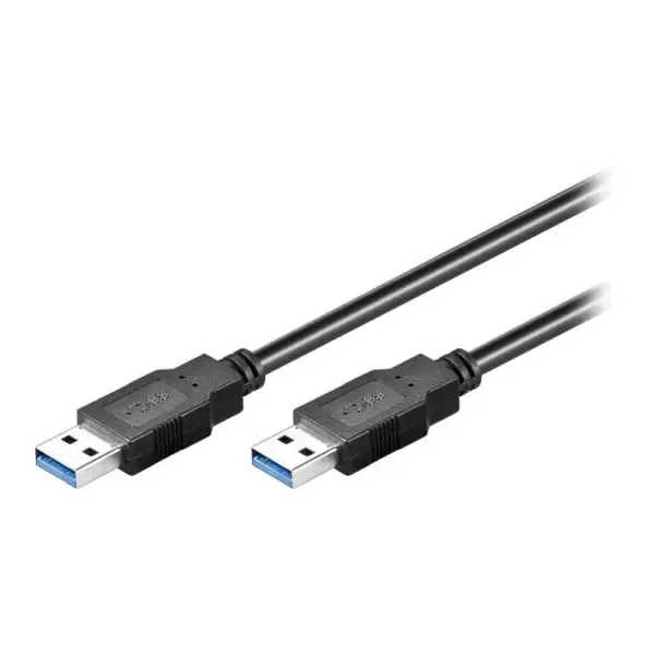 3m USB kabel 3.0. USB-A han / USB-A han. Sort.