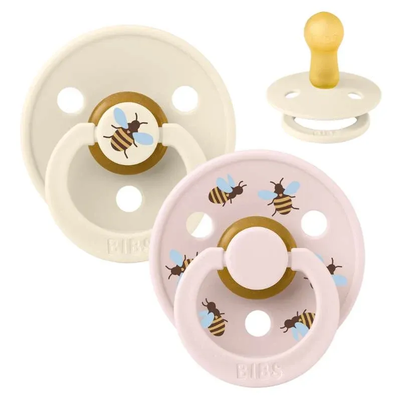 BIBS Rund Colour Sut - 2-Pak - Str. 2 - Naturgummi - Bumblebee Studio - Ivory Mix
