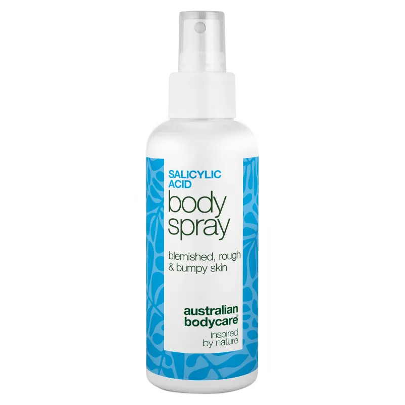 Salicylsyre spray mod bumser og uren hud på kroppen â Salicylsyre spray mod bumser og uren hud. Indeholder salicylsyre og glycolic acid, der renser porer og giver smuk hud.