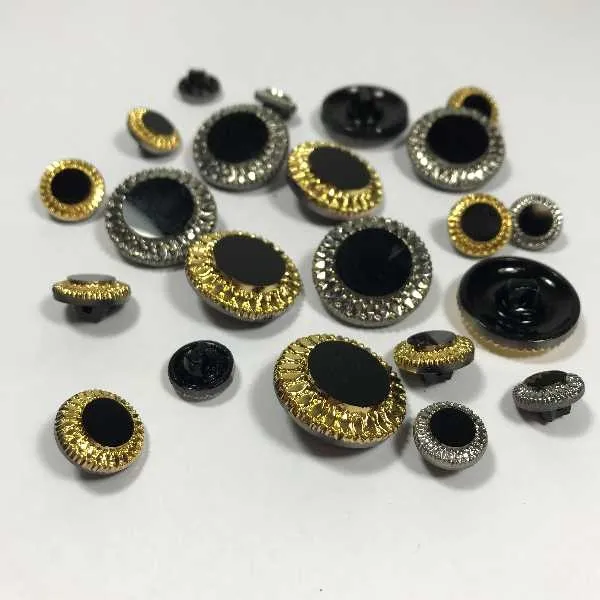 Bling knap - solsikke (1stk)  22 mm - guld