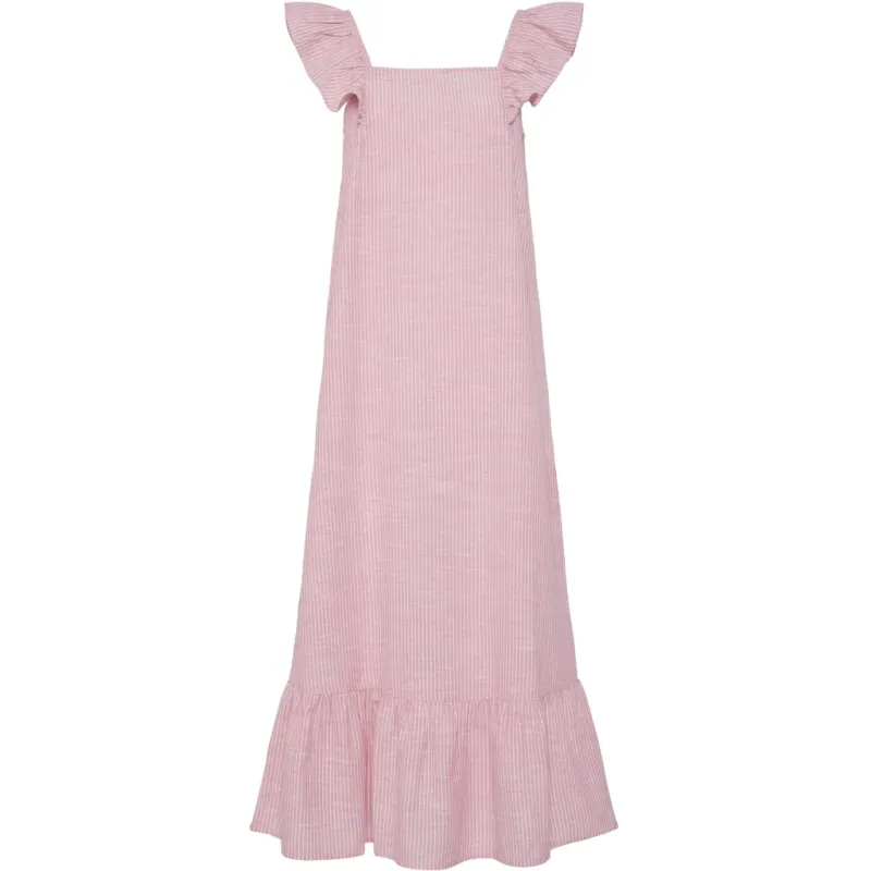 PIECES dame kjole PCAPIA - Pink Lemonade Stripes Bright white