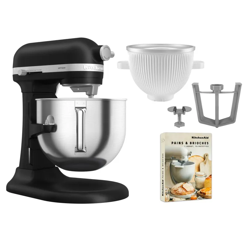 Kitchenaid Artisan 5KSM70SHXE køkkenmaskine 6,6 liter + 5KSMICM Ice Cream Maker, black matte