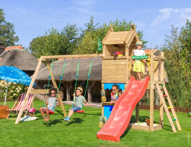 Jungle Gym - Legetårn Resort 2-Swing Module Rød Rutsjebane 125 cm Platform