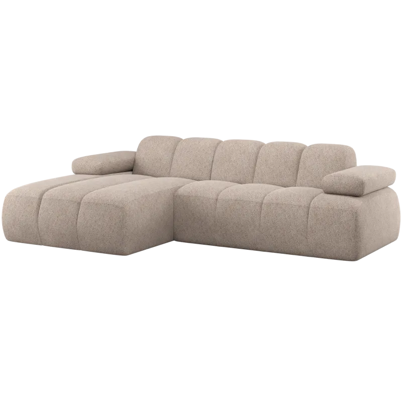 WOOOD Mojo sofa, m. chaiselong, venstre - mørk sand uld